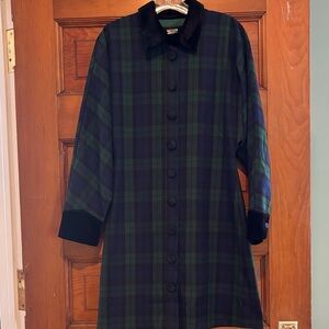 Alexia Admor Navy and Green Glen Plaid Coat Dress With Black Velvet Trim
